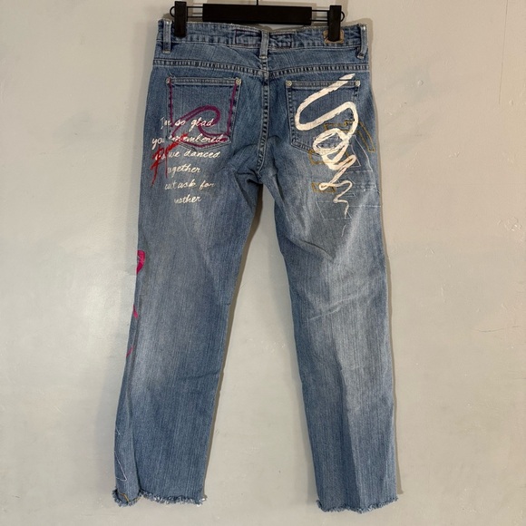 Vintage 90s Request Blue Paint Graffiti Jeans - Picture 5 of 6